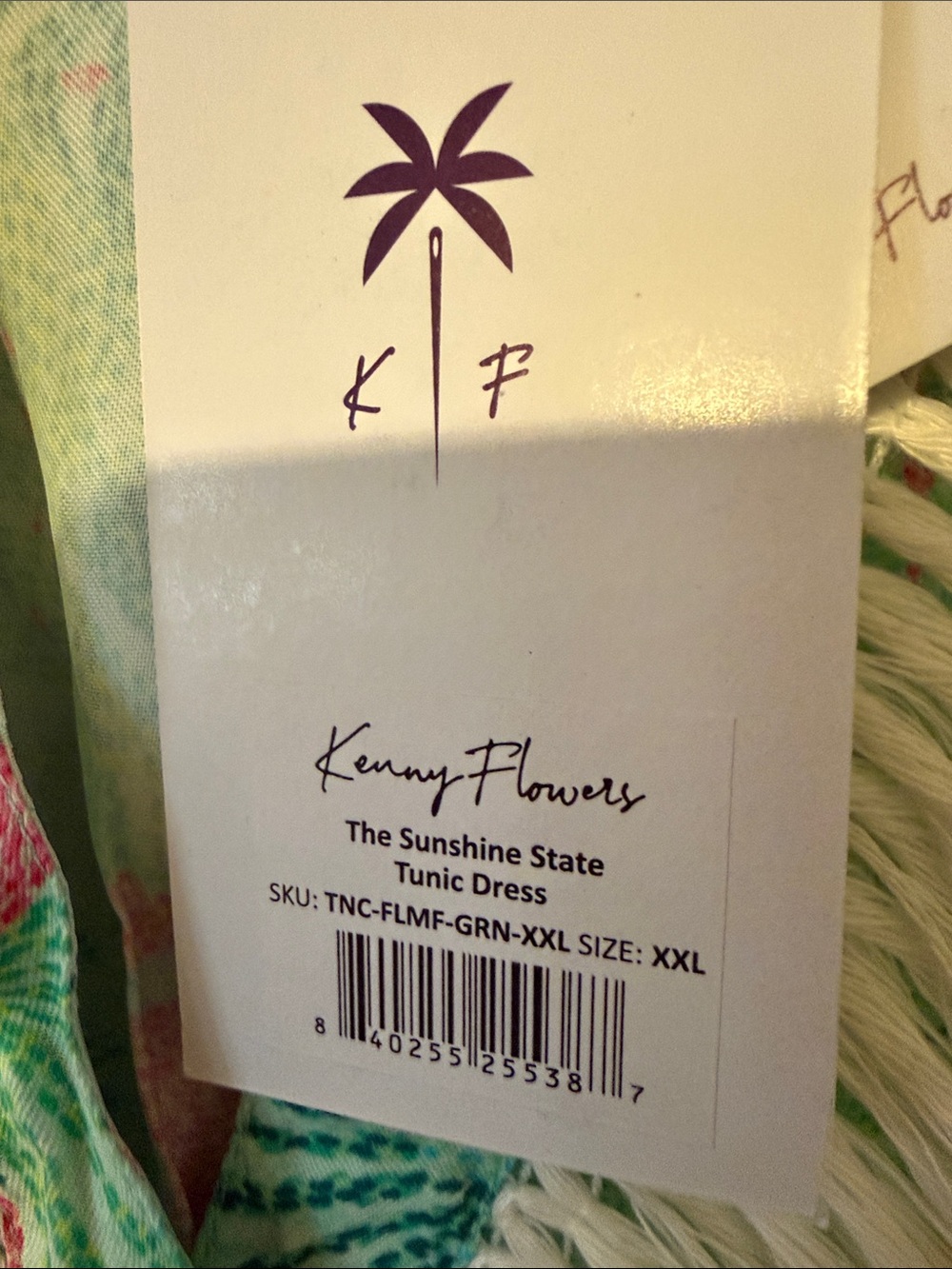 Kenny Flowers Mint Green & Pink Flamingo Fringe V-Neck Mini Dress - Picture 2 of 3